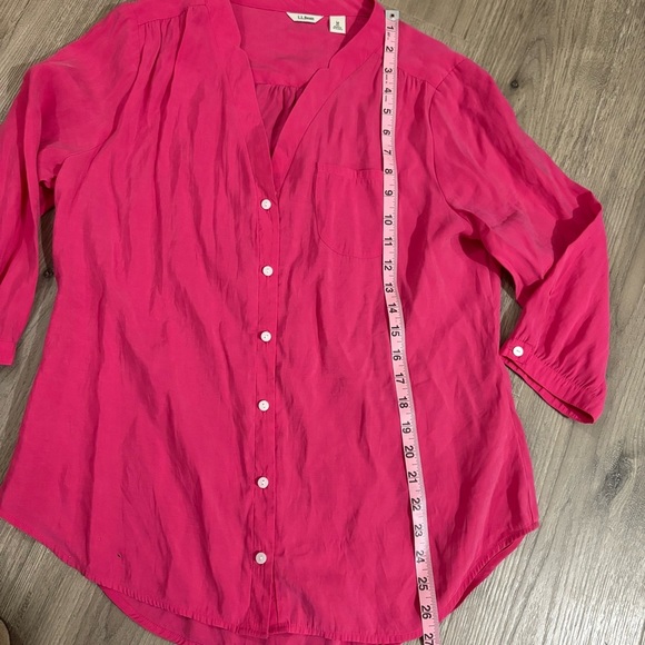 LL Bean Womens Pink Button Down Shirt Sz M Modal Blend Soft Career Easter Spring - Picture 8 of 11